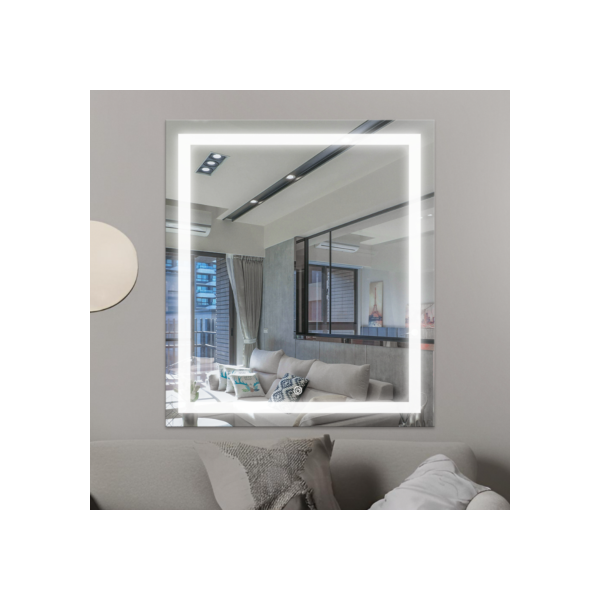 Espelho LED 3 Cores Decorativo com Fonte e Ajuste de Luz