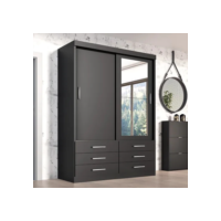 Guarda Roupa Solteiro Capri 2 Portas 6 Gav C/ Espelho Cor Onix