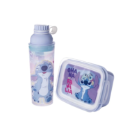 Kit Infantil Marmita Hermética com Travas Garrafa Lancheira Stitch Disney