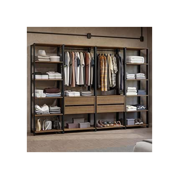Guarda-roupa Closet Modulado Valencia 4 Gavetas 258cm Rustic/preto Madesa 01