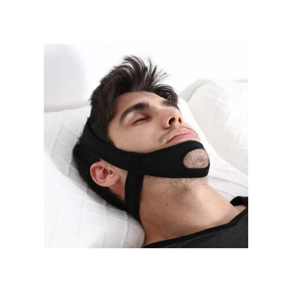 Prevenção de suor masculino preto material de mergulho preto anti ronco boca aberta cinta de correção de respiração assistido sono sob