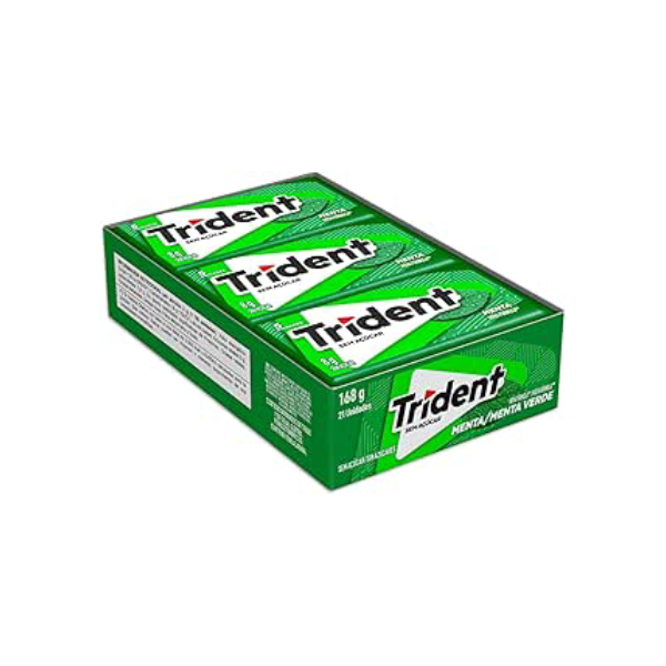 Chiclete Trident Menta Sem Açúcar - Caixa com 21 unid. de 8g