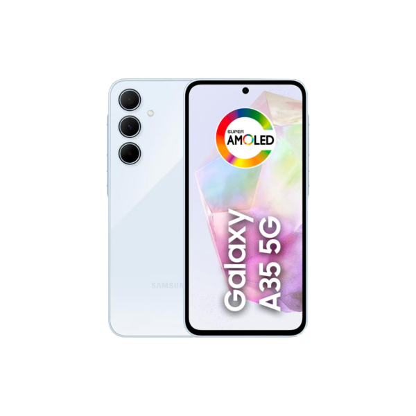 Smartphone Samsung Galaxy A35 5G Azul Claro 128GB, 6GB RAM, Câmera Tripla Traseira de até 50MP, Selfie de 13MP e Tela super AMOLED de 6,6"