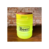 Banco Iluminado Beer Barril Cerveja Banco e Porta Objetos Tampo Madeira Decoração Rústico Luz Difusa (Amarelo)