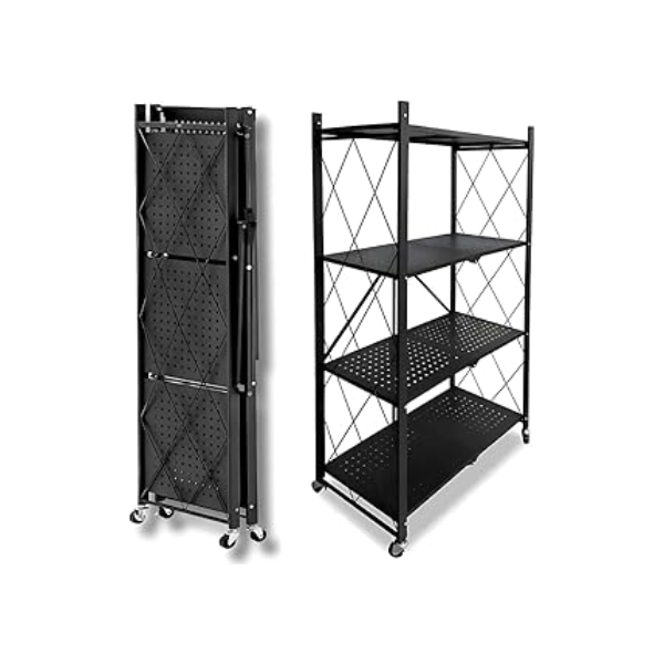 Estante Rack Aço Multiuso Prateleira Organizadora Modelo Industrial Reforçada Luxo Dobrável Decoração Apartamento Escritório Quarto Cozinha Sala Livros - 4 Prateleiras 125x71x34cm