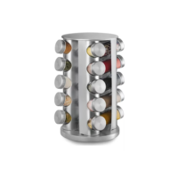 Mm House Porta Tempero condimentos 20 potes giratorio redondo inox cor prateado