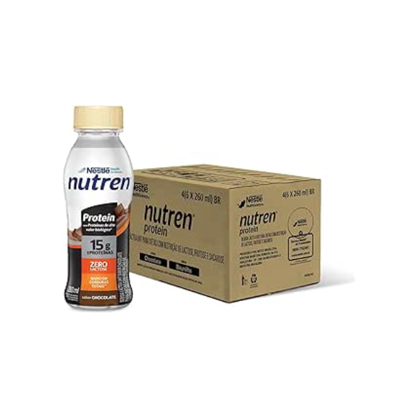 Bebida Láctea Nutren Protein 15g de proteínas Chocolate 260ml - 24 unidades