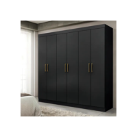 Guarda Roupa De Casal Paris 6 Portas Mdp Preto Fosco Maxel