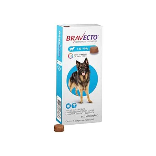 Bravecto Cães de 20 até 40kg Bravecto para Cães, 20 a 40kg,
