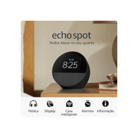 Echo Spot com Alexa (2024) | Despertador inteligente com som vibrante | Cor Preta