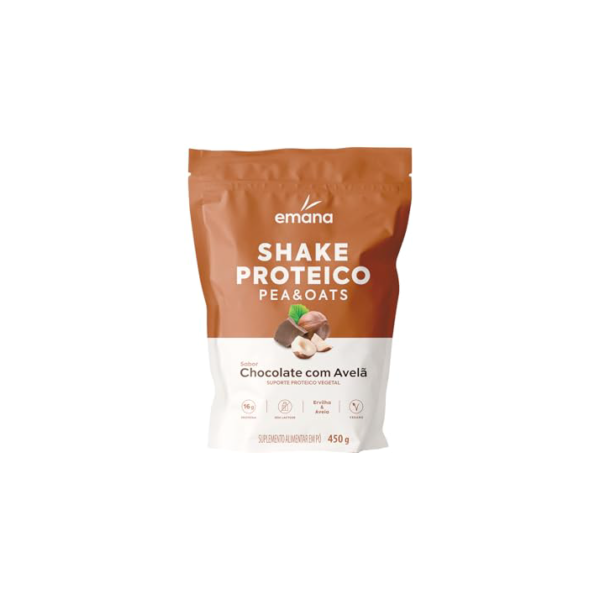 Emana Suplemento Alimentar em pó Shake Proteico Vegetal Sabor Chocolate com Avelã - 450g
