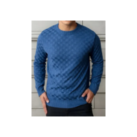 Suéter Masculino Lã Tricot Manga Longa Xadrez Blusa De Frio
