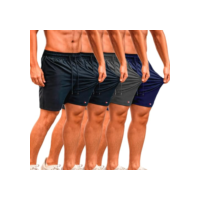 Kit 4 Bermuda Shorts Tactel Sandrini Elastano Academia Praia (BR, Alfa, M, Regular, Regular, Sortidos)