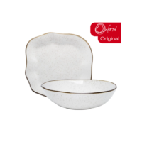 Conjunto Travessa Saladeira Baixelas Para Servir Ryo Maresia Areia Oxford Porcelanas