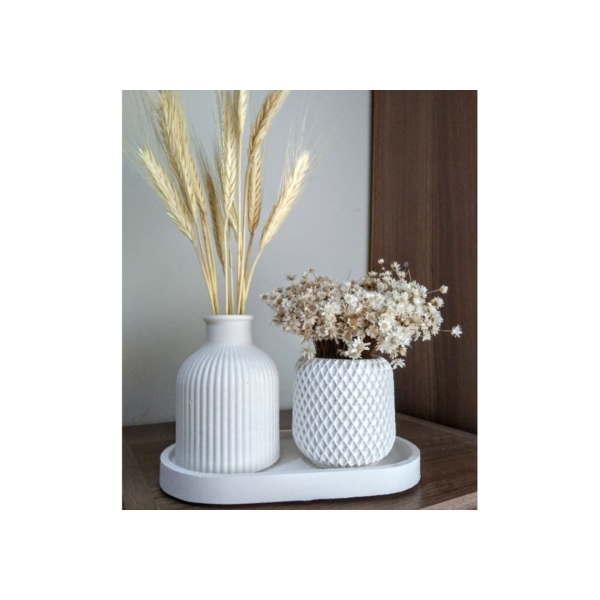 kit  decorativo vasos e bandeja Nina de gesso