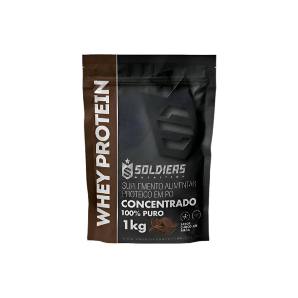 Whey Protein Concentrado 1kg Sabor Chocolate Belga Soldiers Nutrition Rico em Proteína Treino