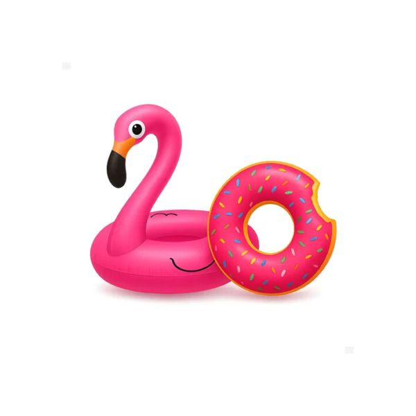 Kit 2 Boias Flamingo Donuts Piscina Infantil E Adulto 90 Cm