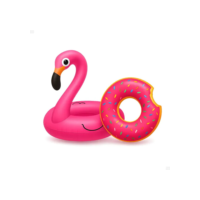 Kit 2 Boias Flamingo Donuts Piscina Infantil E Adulto 90 Cm