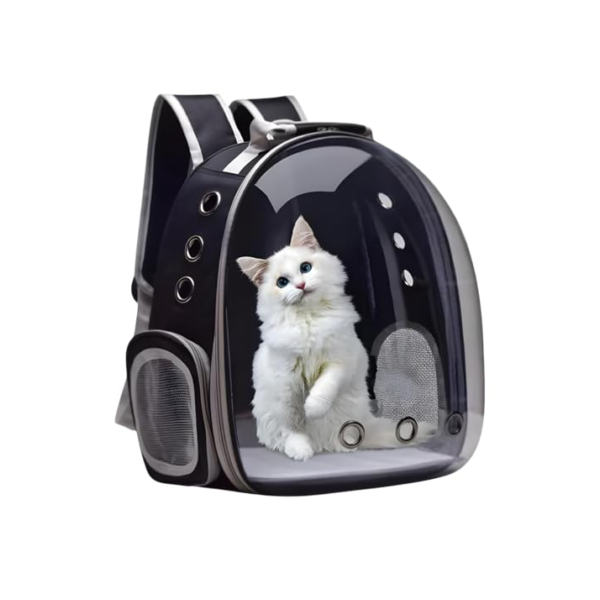 Mochila De Transporte Para Pets Cachorros E Gatos Com Ventilação Transparente E Visão Panorâmica Bolsa Astronauta Passeio Animal De Estimação Portátil (Preto)