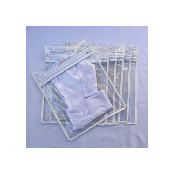 Kit Com 5 Saquinhos Maternidade Organizador Mala Viagem Bebê (27,5x33) (Branco)