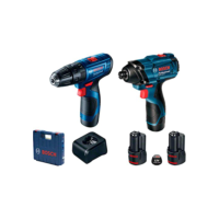 Bosch Kit Parafusadeira Furadeira GSB 120-LI e Chave de Impacto GDR 120-LI 12V com 1 carregador, 2 baterias e 1 maleta