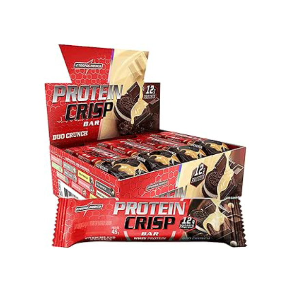 Integralmédica - Barra de Proteína Whey Protein Crisp Bar Duo Crunch - Snack Proteíco - Pré e Pós-Treino - Display com 12 Unidades