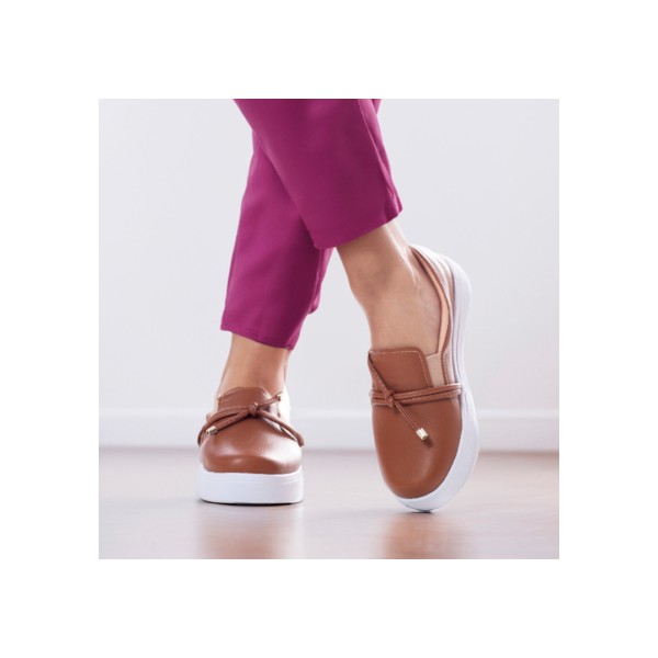 Tênis Slip On Feminino Bia Calçados Dupla Tiras Napa Pingente Fosco
