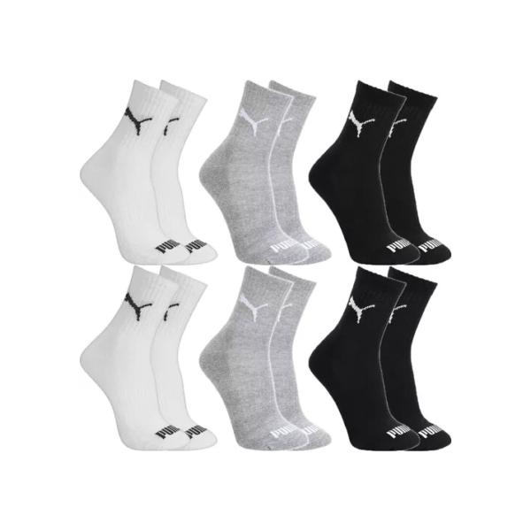 Kit 6 Pares Meias Puma Cano Médio Alto Atoalhada Original