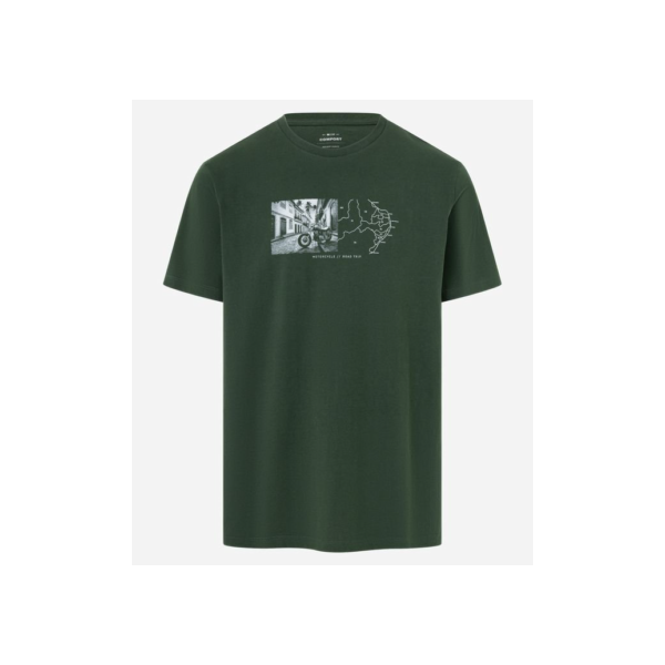 Camiseta Comfort em Algodão com Estampa Motorcycle Verde