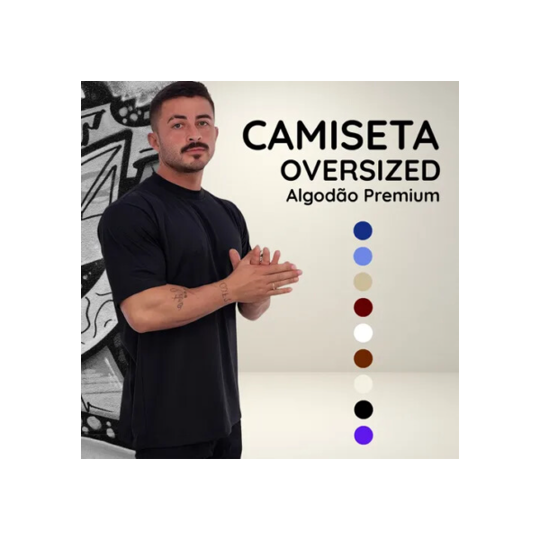 Camiseta Oversized Unissex Camisa Streetwear Algodão Premium