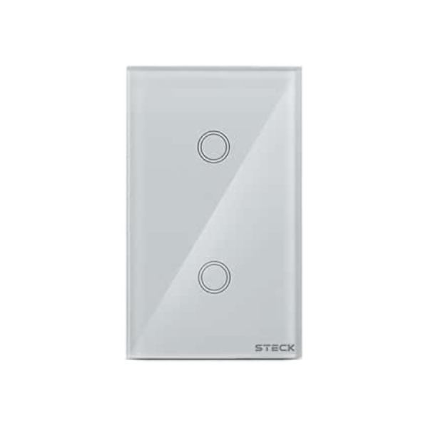 Steck, Interruptor Inteligente 4x2”, Touch Wi-Fi Steck Ambiente Conectado, 2 Módulos, Bivolt, Branco