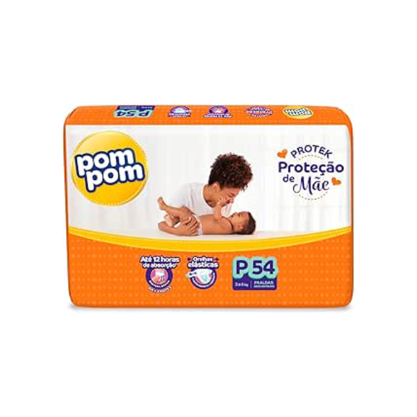 Fralda Pom Pom Protek Proteção de Mãe Mega P 54 Unidades