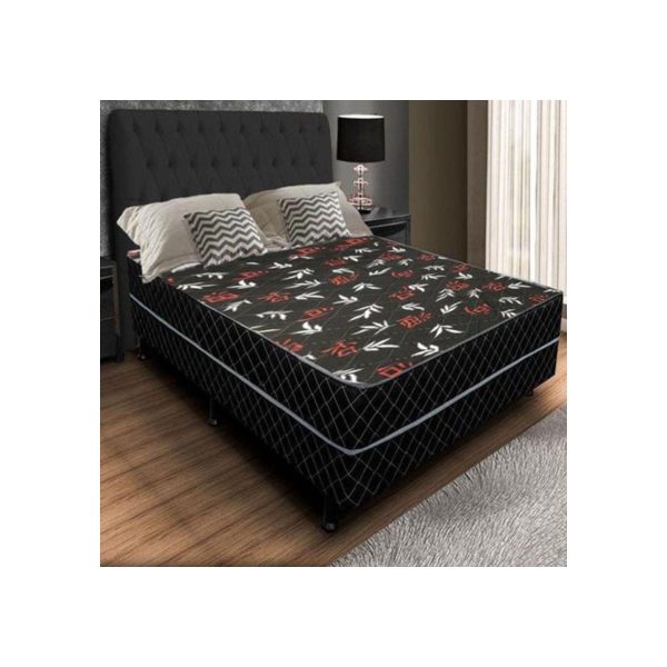 Cama Box casal ortopédica 138x188x38 Conjugada - Preto