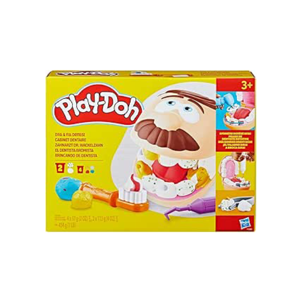 Play-Doh, Massinha de Modelar Infantil, Brincando de Dentista - Conjunto de Brinquedo com 10 Acessórios e 6 Potes - A partir de 3 Anos