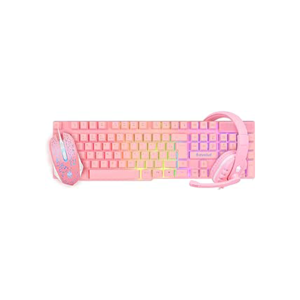 COMBO GAMER ROSA (TECLADO+MOUSE+FONE) EG53 - EVOLUT