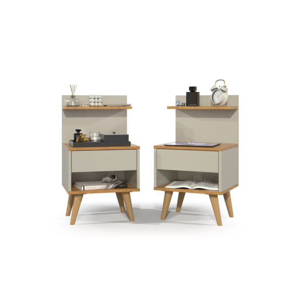 Kit com 2 Mesa de Cabeceira Retrô Com 1 Gaveta Sleep Decor - Cores