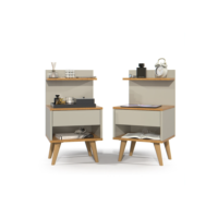 Kit com 2 Mesa de Cabeceira Retrô Com 1 Gaveta Sleep Decor - Cores