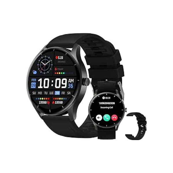 Smartwatch PEJE Relógio Smartwatch com Pulseira Extra - Tela Touch HD 1.28",À Prova d'Água IP68,Faz Chamadas Bluetooth,123+ Modos Esportivos,Bateria de 5-7 Dias,Compatível com iOS/Android.(Preto)