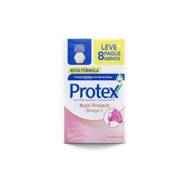 Sabonete em Barra Antibacteriano Protex Nutri Protect Ômega 3 8 un de 85g Promo Leve Mais Pague Menos