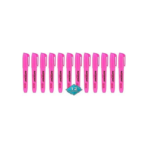 Caneta Marca Texto, Masterprint, Rosa, Caixa com 12