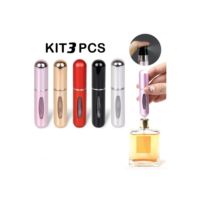 KIT 3 Pcs Porta Perfume Recarregavel Portatil Spray 5ml