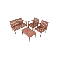 Conjunto para Jardim com 1 Sofá 2 Poltronas 1 Mesa de Centro Madeira Maciça Madeira