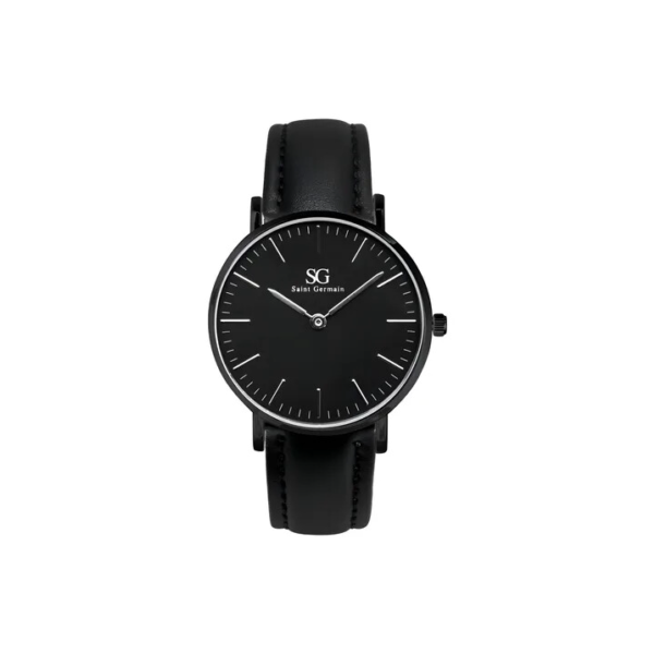Relógio Masculino Couro Preto Saint Germain Murray Full Black 40mm Fundo Preto
