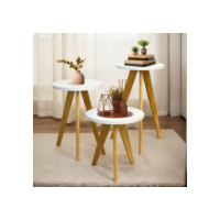 Kit Trio Jogo de Mesinha Lateral Redonda, Sala, Pé Palito, Mesa de Cabeceira, Centro, Canto PROMOÇÃO