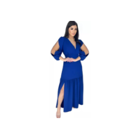 Vestido Longo Babado Fenda Manga 3/4 Evangélico Elegante