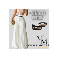 Calça Social Feminina: Pantalona Elegante com Cinto para Conquistar! BRANCA