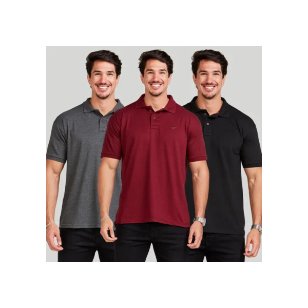 Kit 3 Camisa Camiseta Polo Masculina Social Slim Blusa