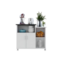 Armário Nova Decor para fruteira microondas e bebedouro mesa de cozinha cor branco tampo preto