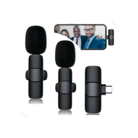 Microfone Celular Lapela  Sem Fio K9 para iphone e Tipo c Profissional Karaokê 2 Microfone
