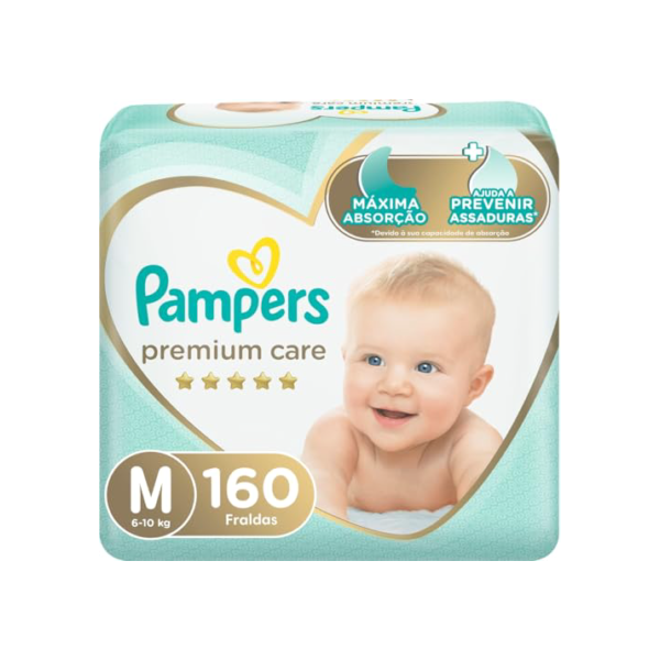 Fralda Pampers Premium Care M - 160 fraldas